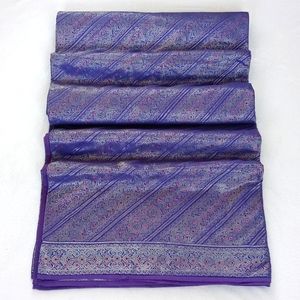 Unique Silk Iridescent Purple Patchwork Batik Bedspread/ Coverlet India 86”x94”